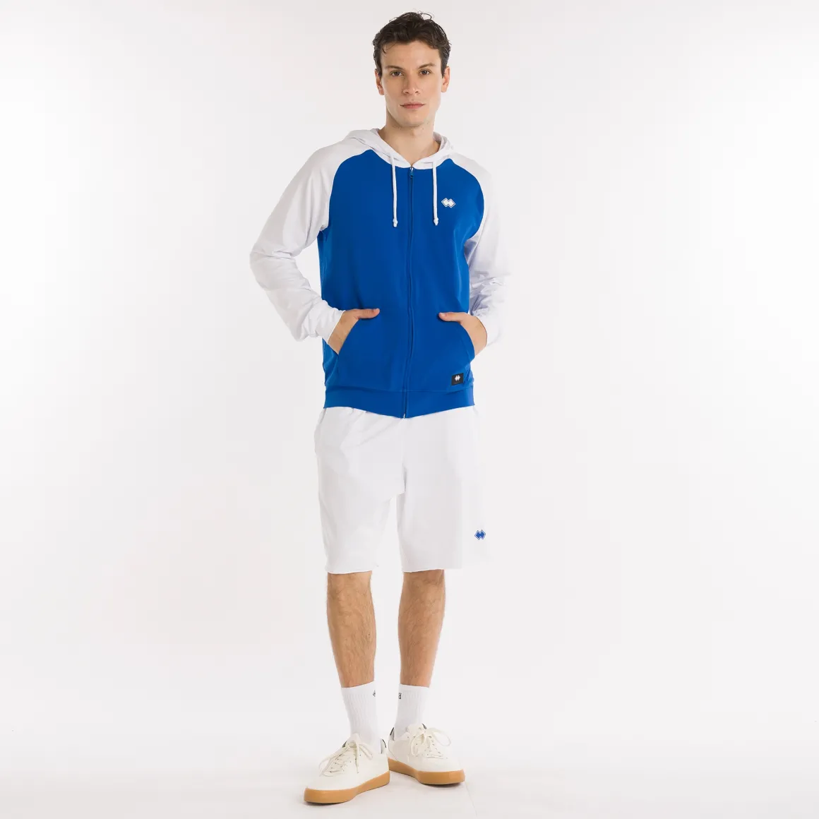 Sweat à capuche zippé bicolore