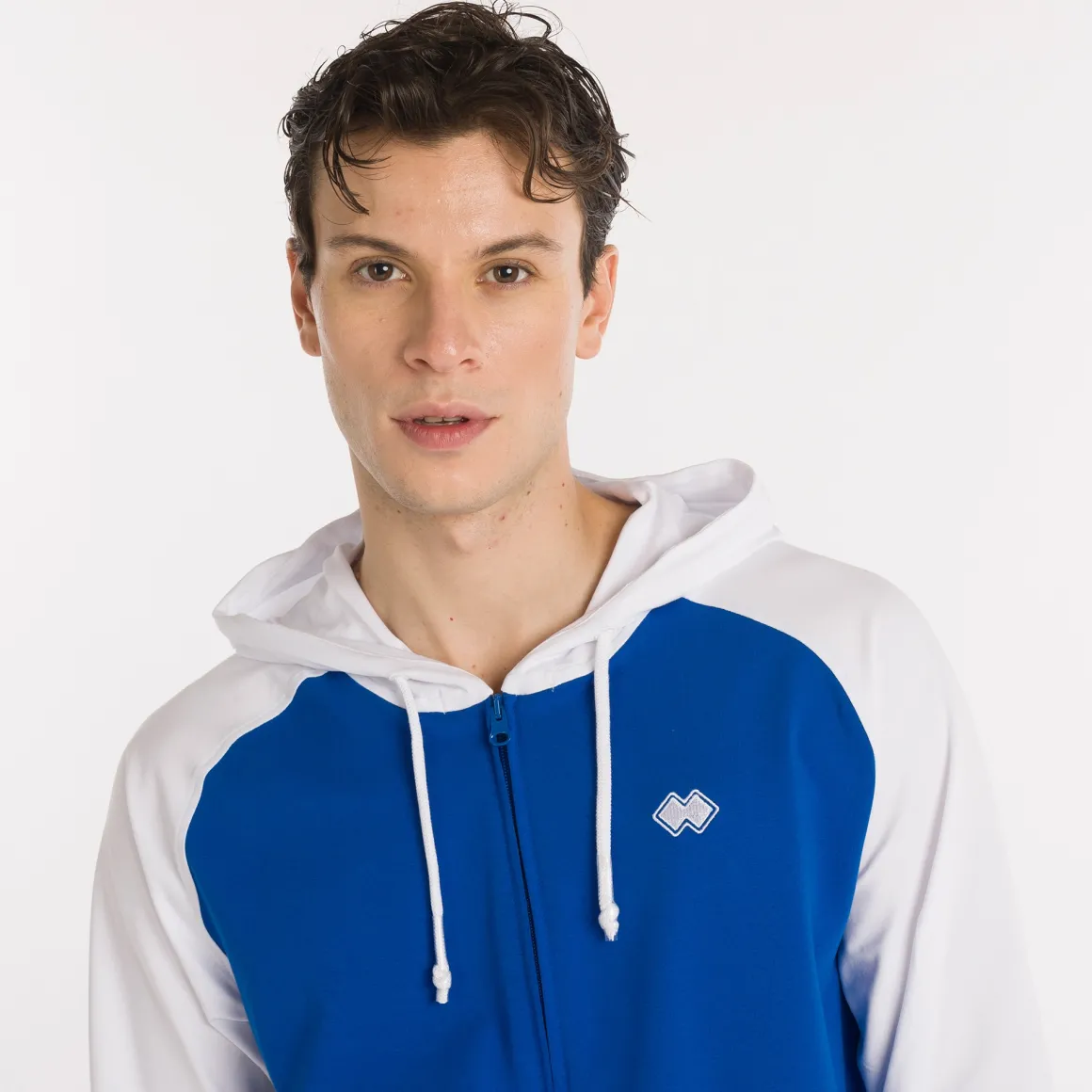 Sweat à capuche zippé bicolore